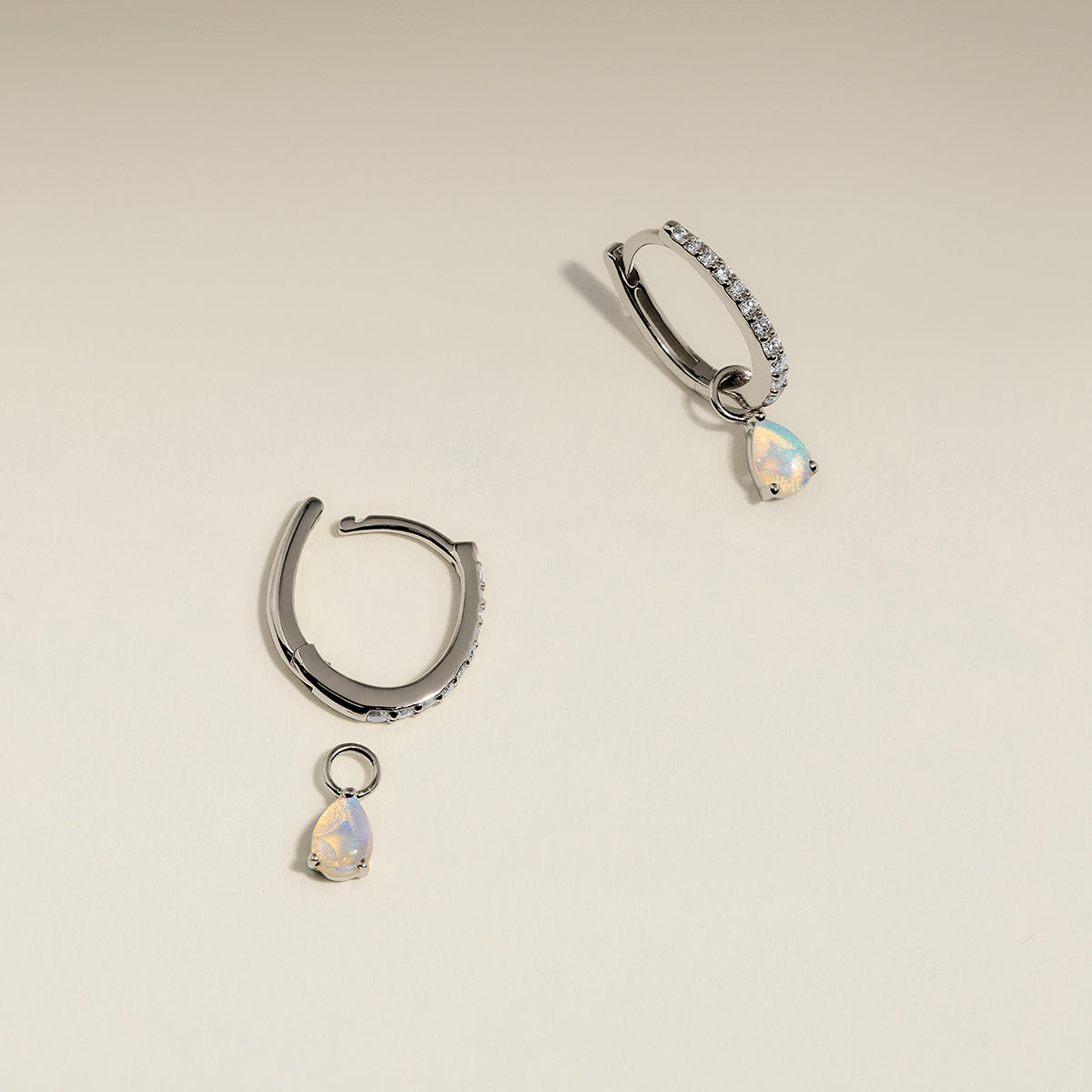 Opal October Earring Charm in Solid White Gold-Astrid & Miyu