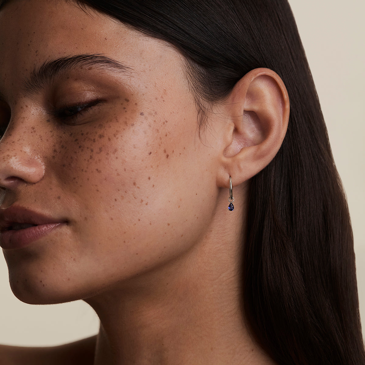 Sapphire September Earring Charm in Solid White Gold-Astrid & Miyu