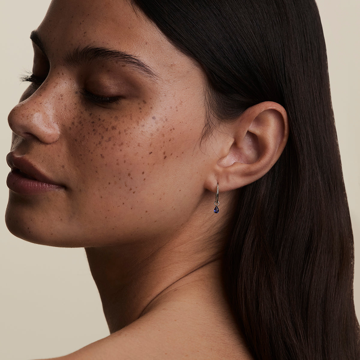 Sapphire September Earring Charm in Solid White Gold-Astrid & Miyu