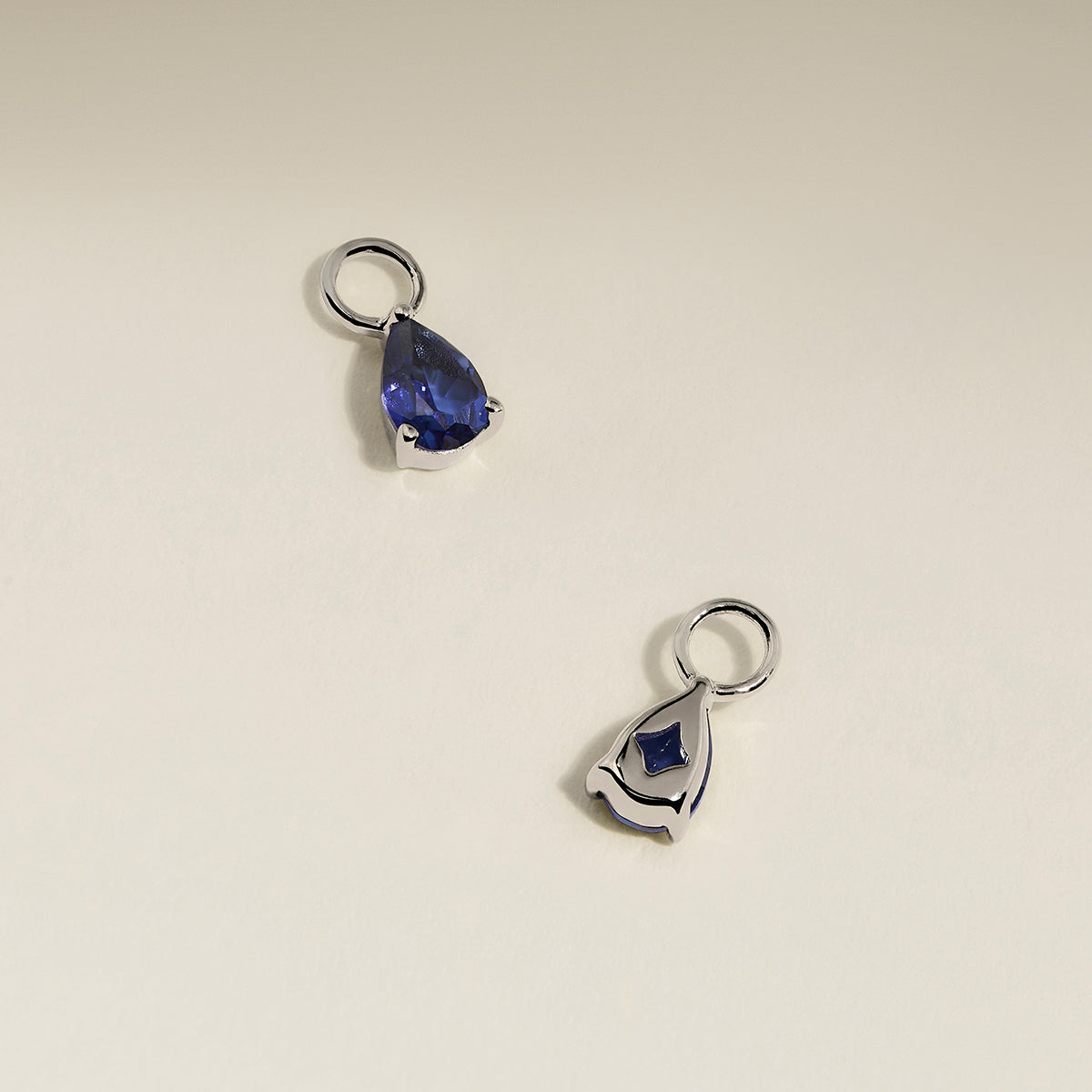 Sapphire September Earring Charm in Solid White Gold-Astrid & Miyu