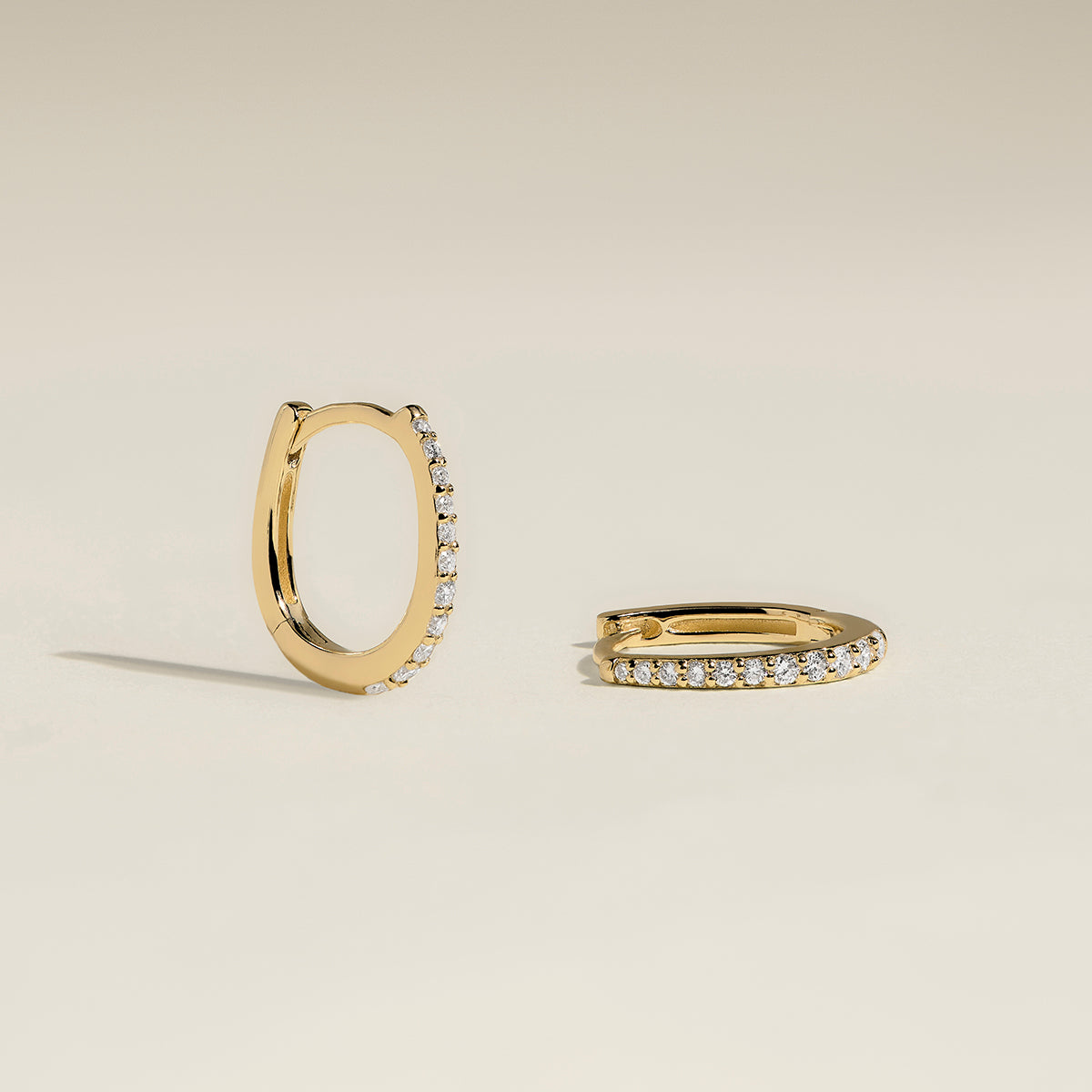 Diamond Pavé Huggies in Solid Gold-Astrid & Miyu
