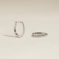 Diamond Pavé Huggies in Solid White Gold-Astrid & Miyu