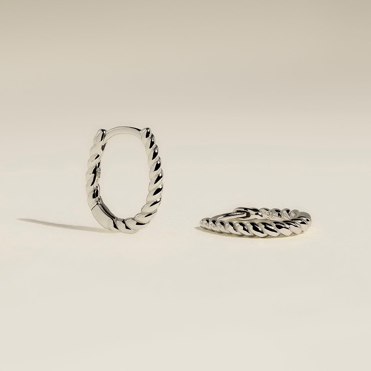 Rope Huggies in Solid White Gold-Astrid & Miyu