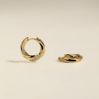 Crystal Cosmic Twist Medium Hoops in Gold-Astrid & Miyu