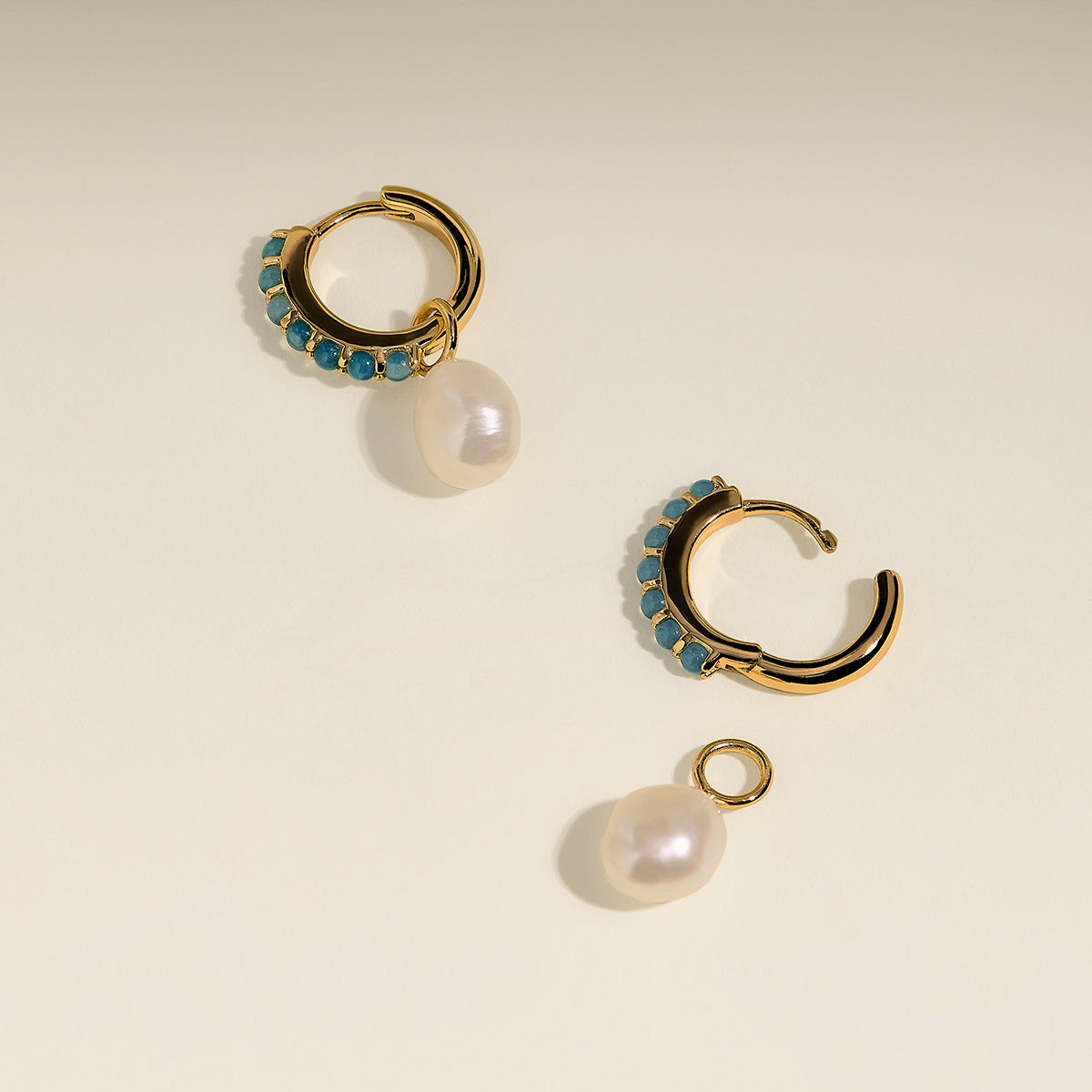 Opal & Pearl Charm Huggies in Gold-Astrid & Miyu
