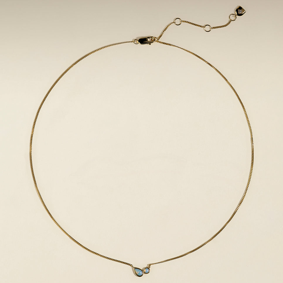 Opal Bezel Pendant Necklace in Gold-Astrid & Miyu
