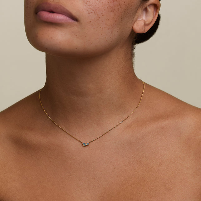 Opal Bezel Pendant Necklace in Gold-Astrid & Miyu