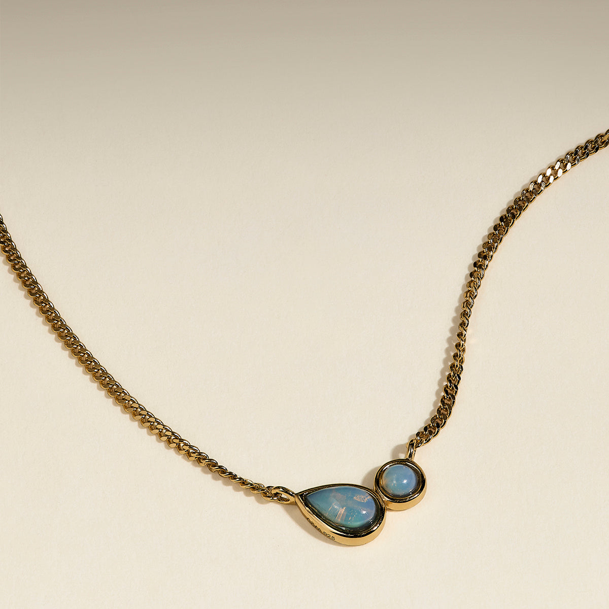 Opal Bezel Pendant Necklace in Gold-Astrid & Miyu