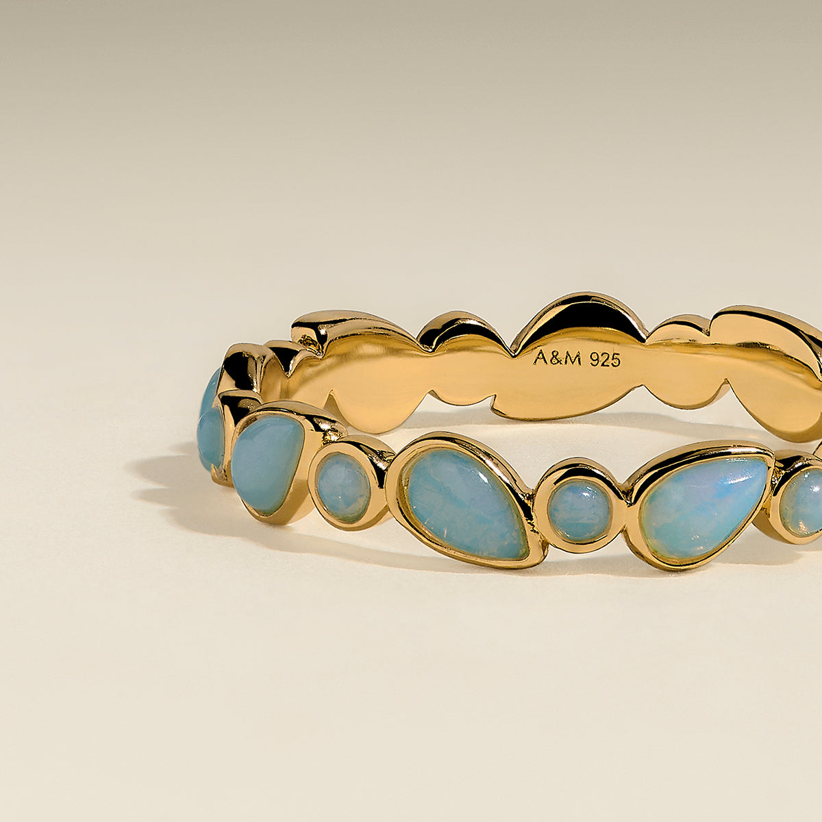 Opal Bezel Band Ring in Gold-Astrid & Miyu