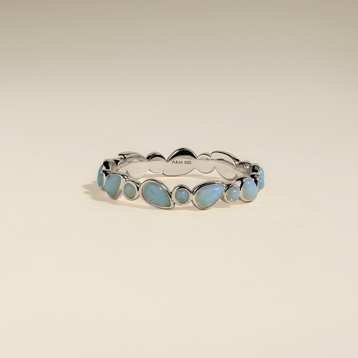 Opal Bezel Band Ring in Silver-Astrid & Miyu