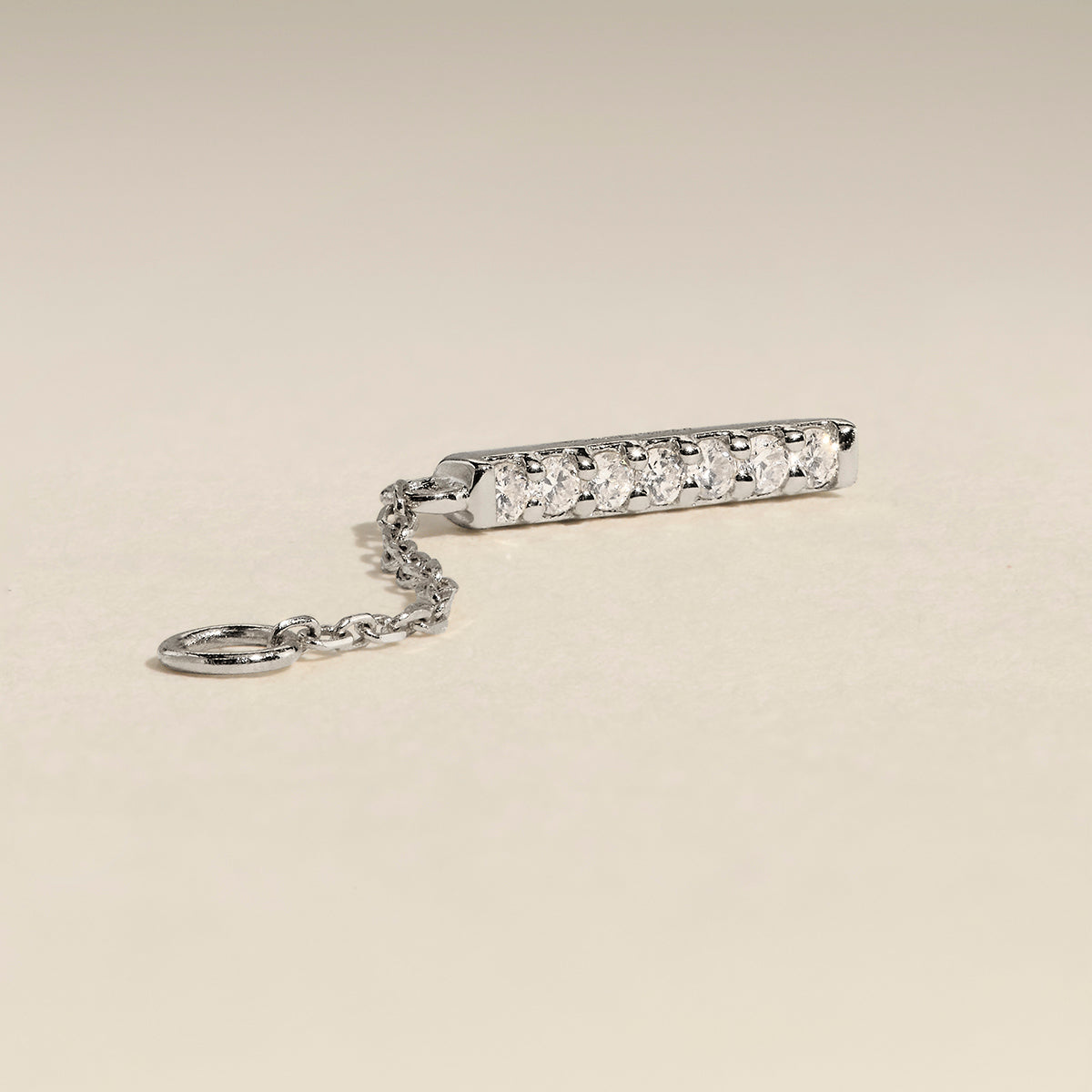 Diamond Pavé Ear Chain in Solid White Gold-Astrid & Miyu
