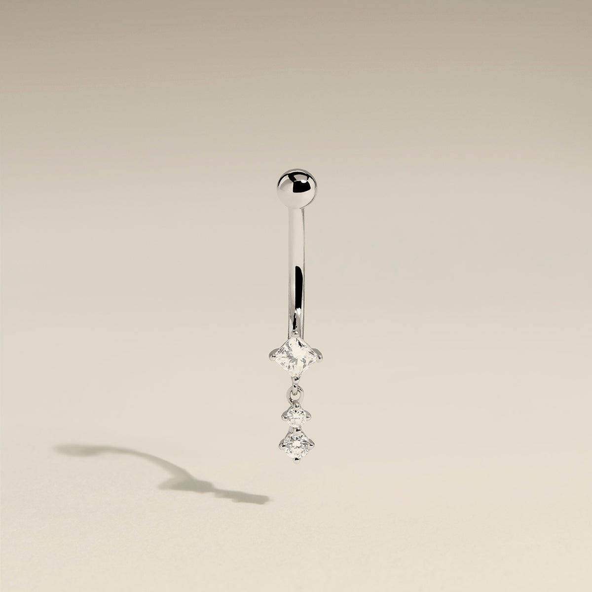 Diamond Charm Rook Bar in Solid White Gold-Astrid & Miyu