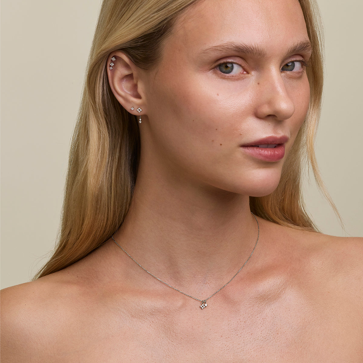 Cosmic Diamond Pendant Necklace in Solid White Gold-Astrid & Miyu