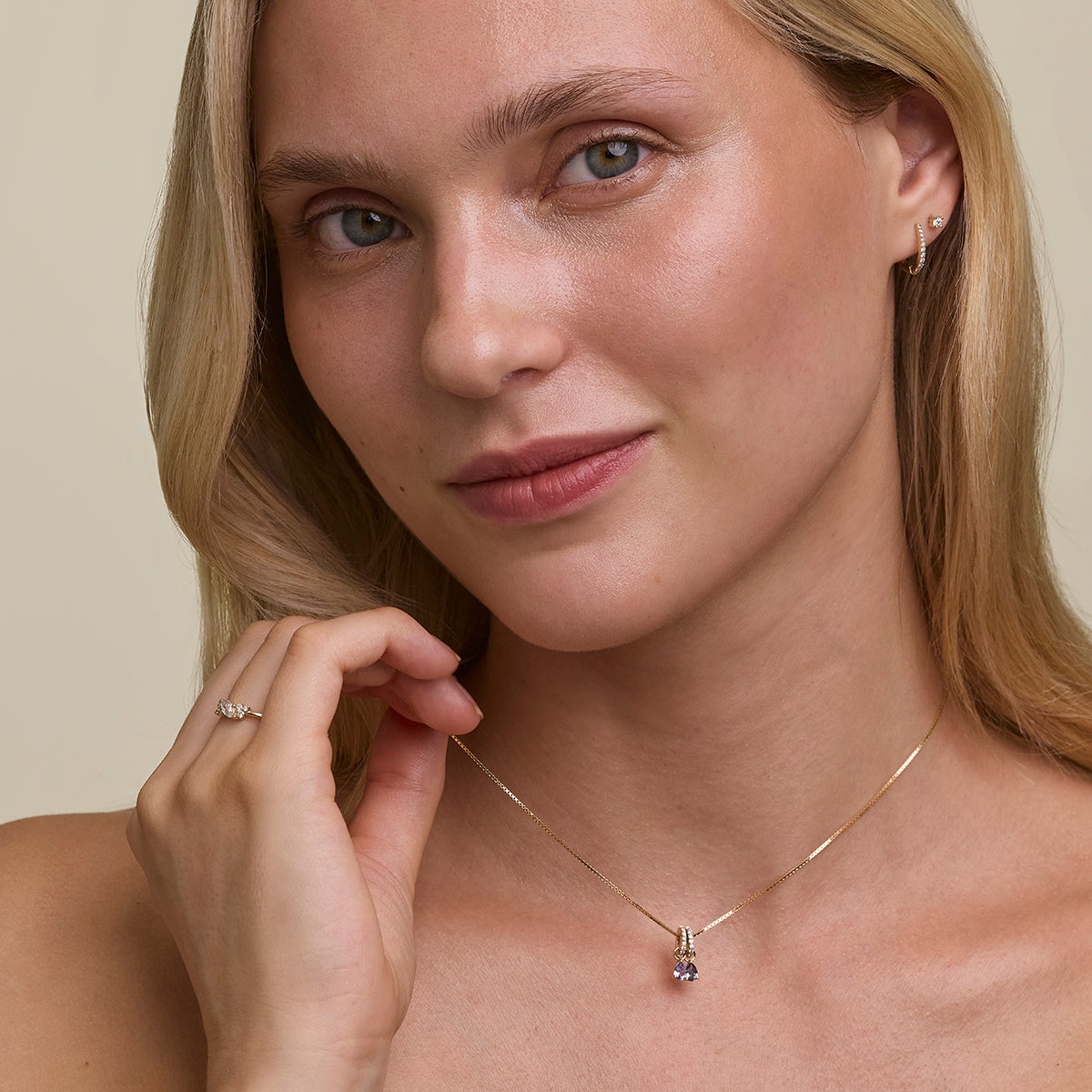 Diamond Pavé Connector in Solid Gold-Astrid & Miyu