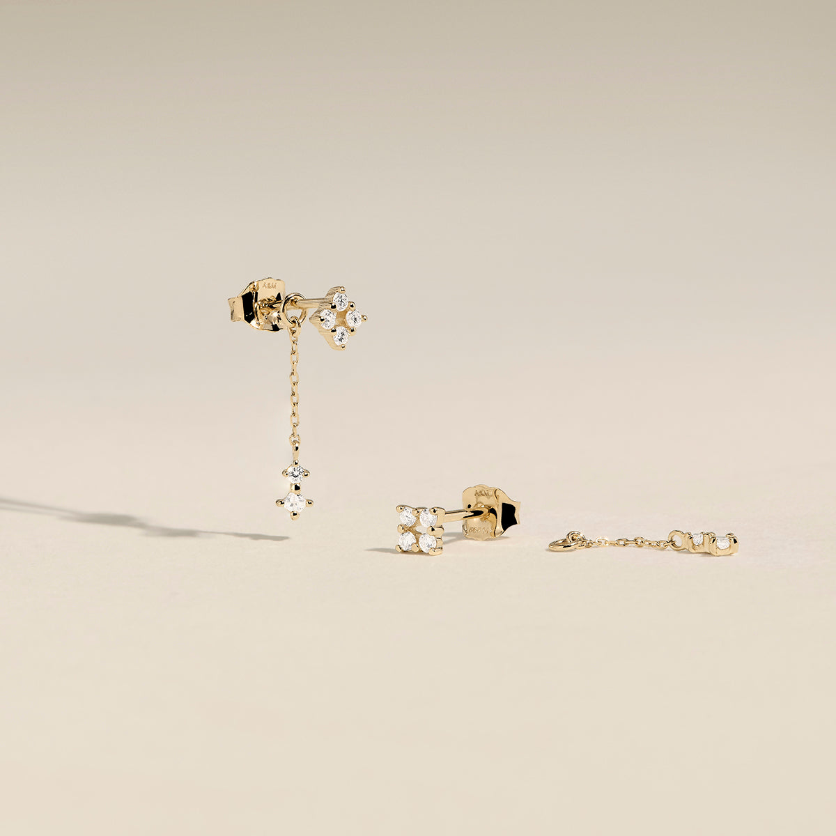 Cosmic Diamond Chain Studs in Solid Gold-Astrid & Miyu