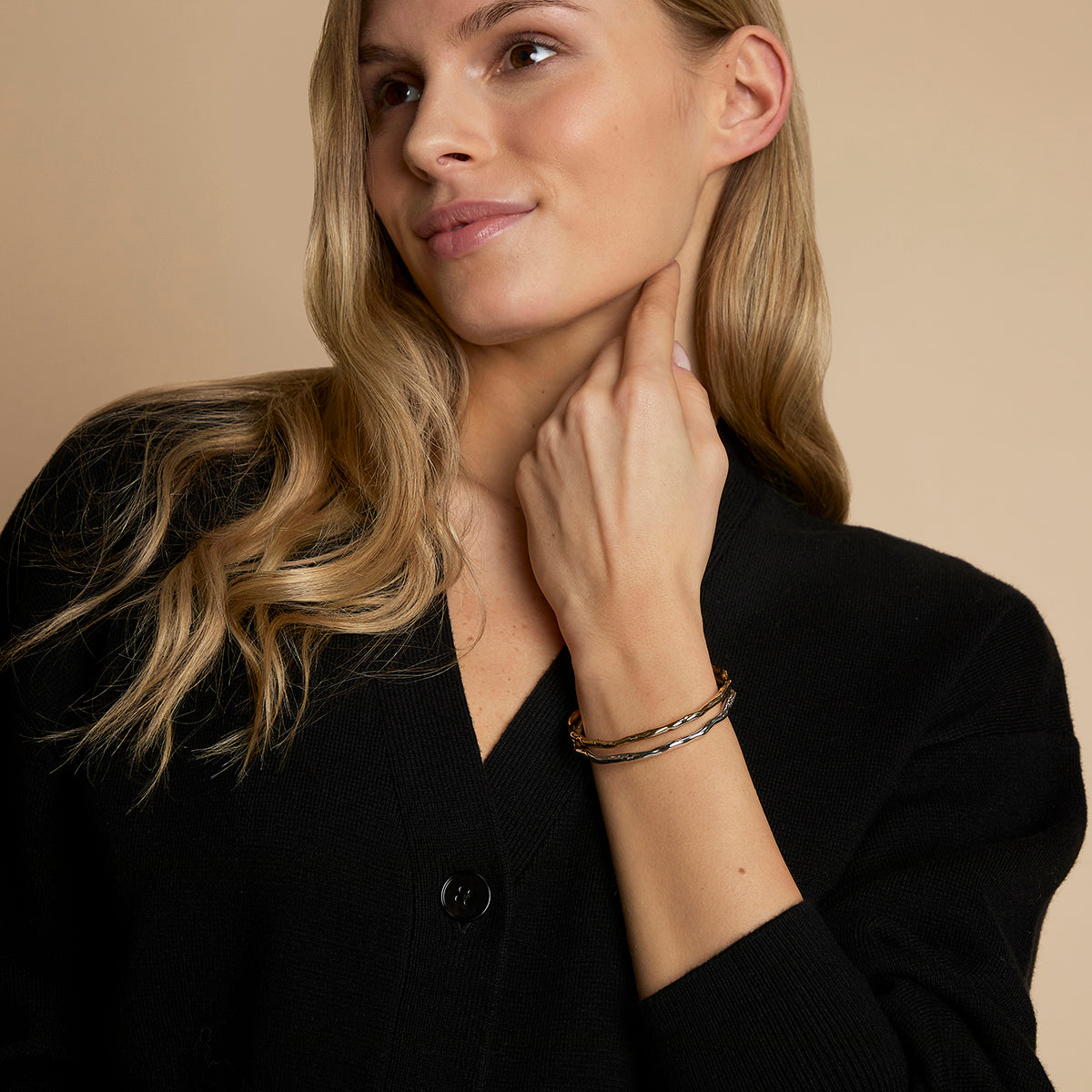 Molten Bangle Stacking Set in Mixed Metal-Astrid & Miyu