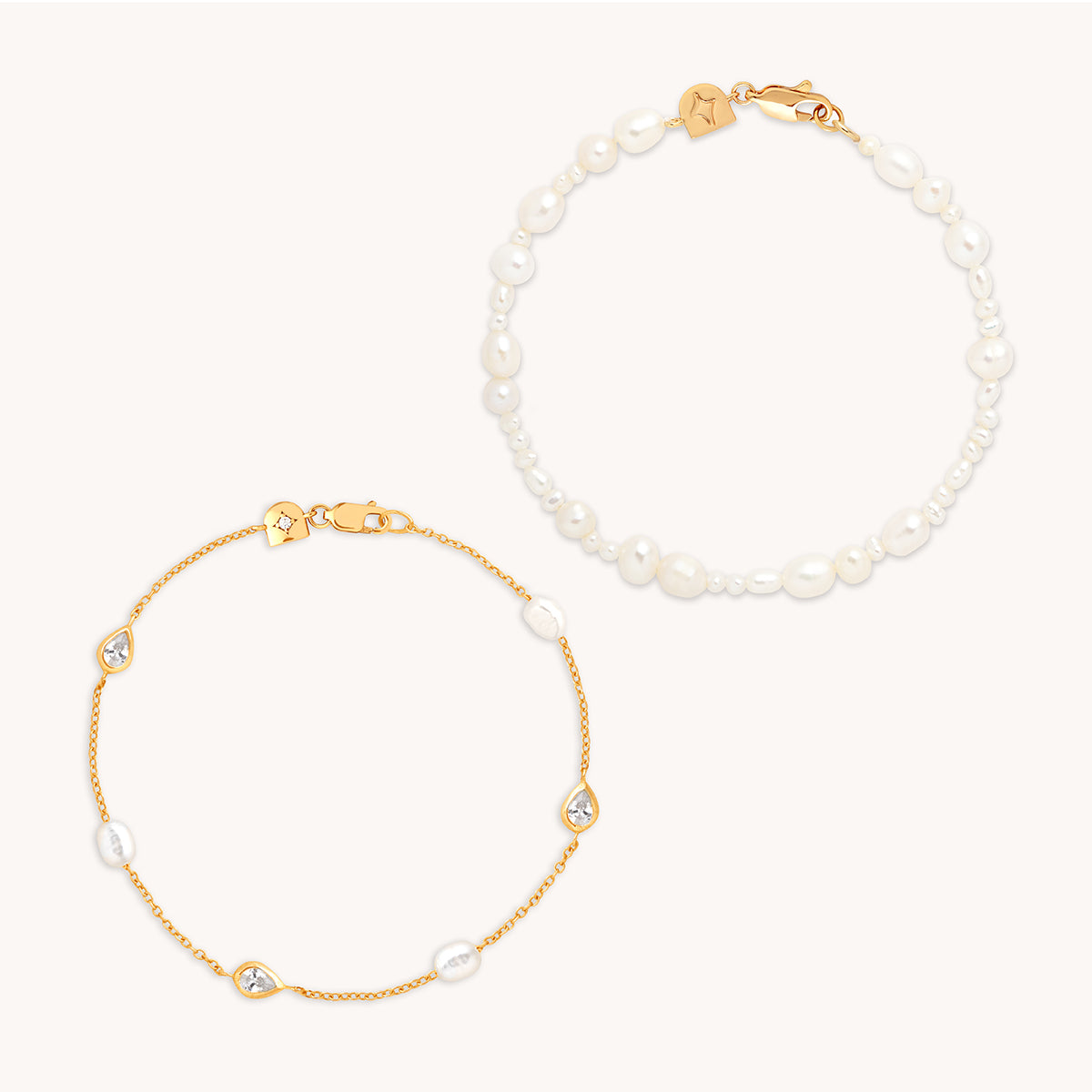 Pearl Bracelet Stacking Set in Gold-Astrid & Miyu