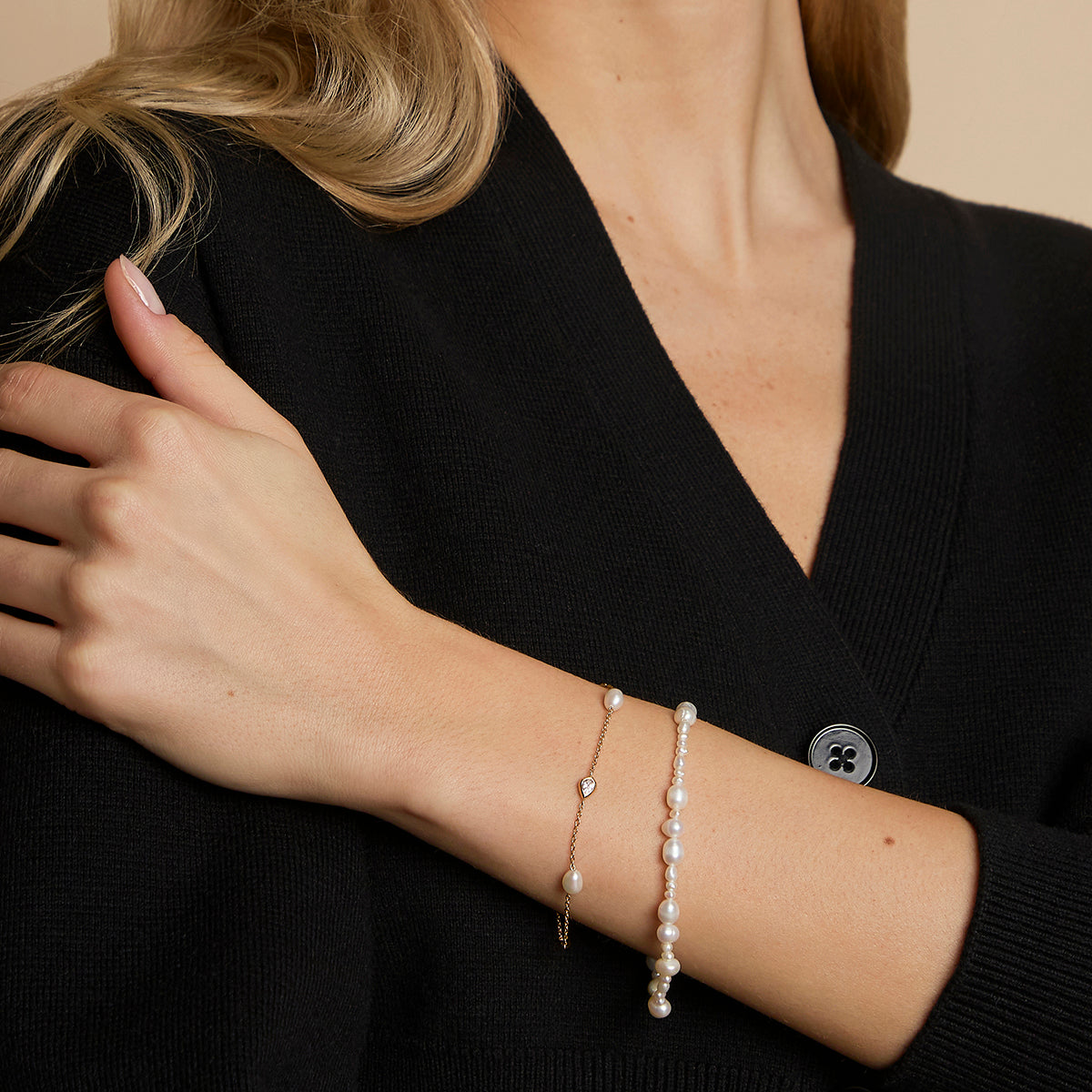 Pearl Bracelet Stacking Set in Gold-Astrid & Miyu