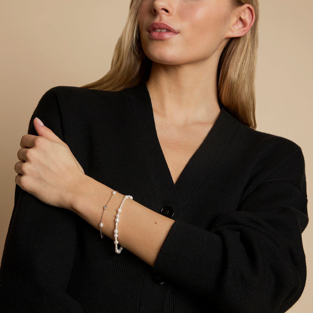 Pearl Bracelet Stacking Set in Gold-Astrid & Miyu