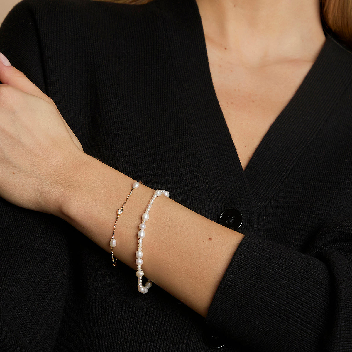 Pearl Bracelet Stacking Set in Gold-Astrid & Miyu