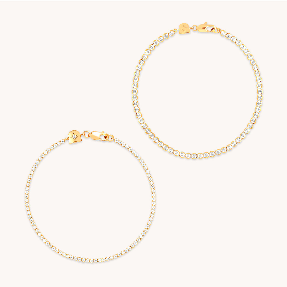 Tennis Bracelet Stacking Set in Gold-Astrid & Miyu
