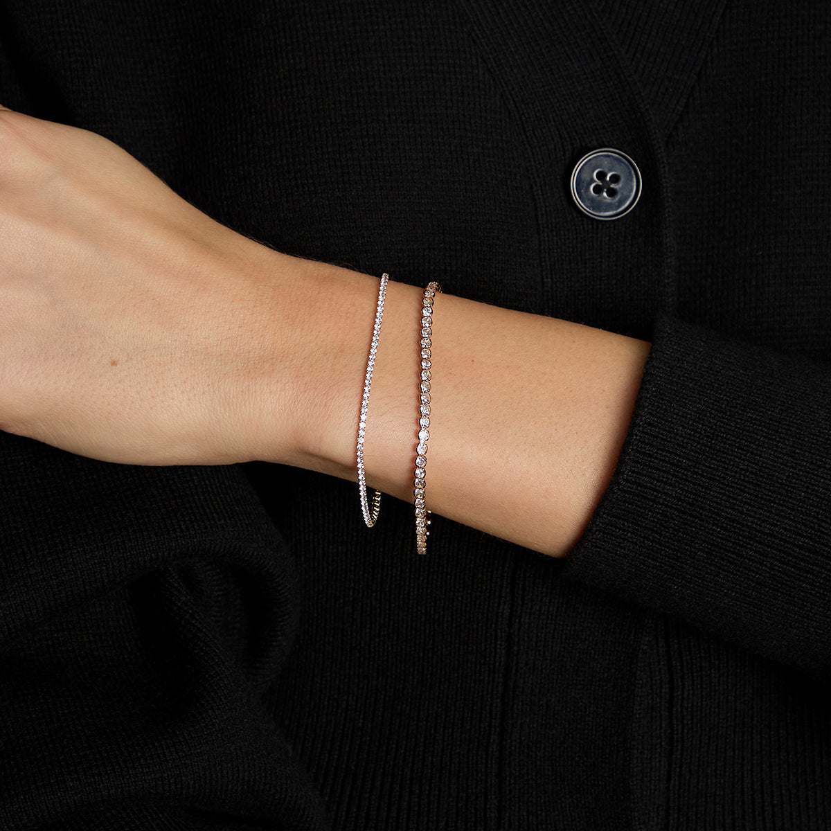 Tennis Bracelet Stacking Set in Gold-Astrid & Miyu