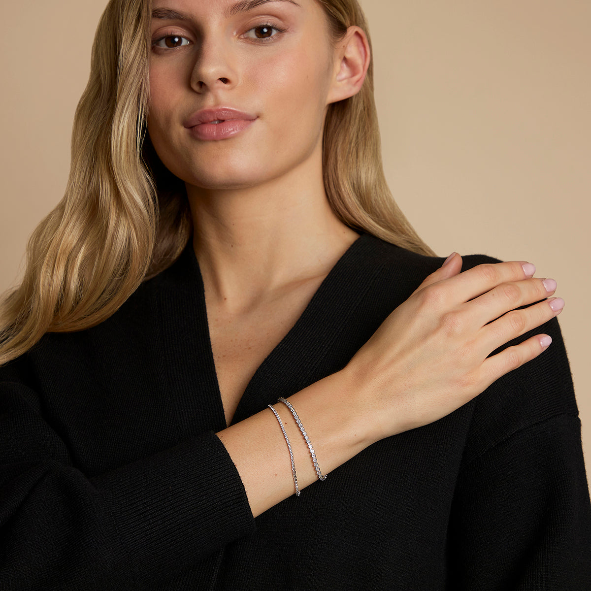 Tennis Bracelet Stacking Set in Silver-Astrid & Miyu