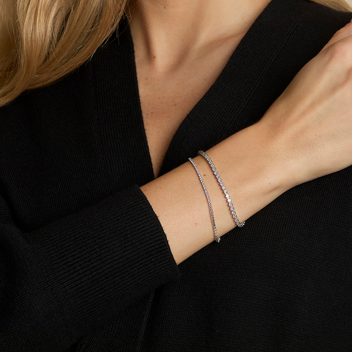 Tennis Bracelet Stacking Set in Silver-Astrid & Miyu