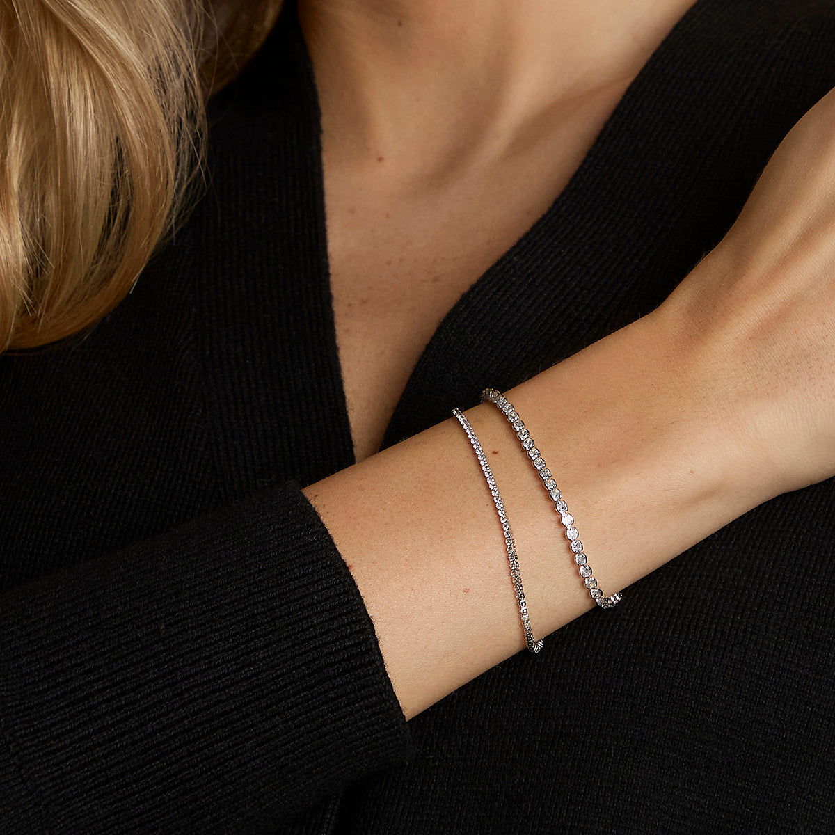 Tennis Bracelet Stacking Set in Silver-Astrid & Miyu