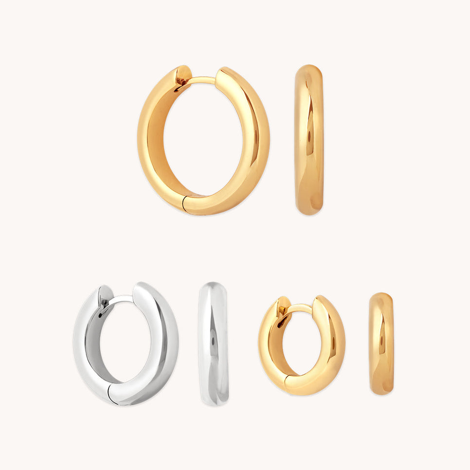 Bold Hoops Stacking Set in Mixed Metal-Astrid & Miyu