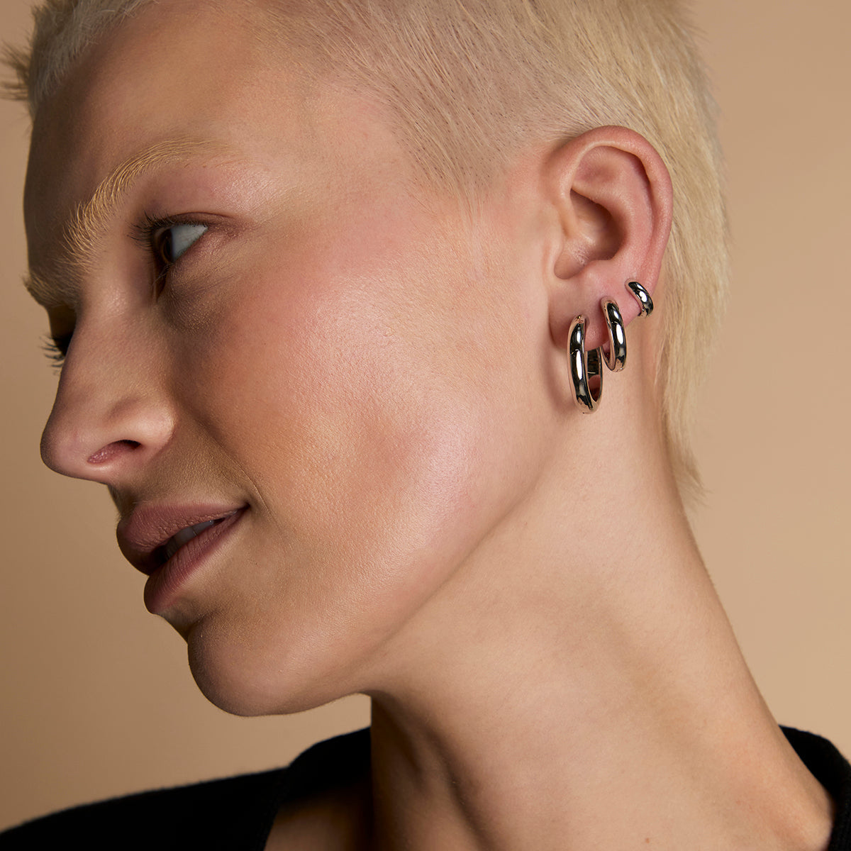 Bold Hoops Stacking Set in Silver-Astrid & Miyu