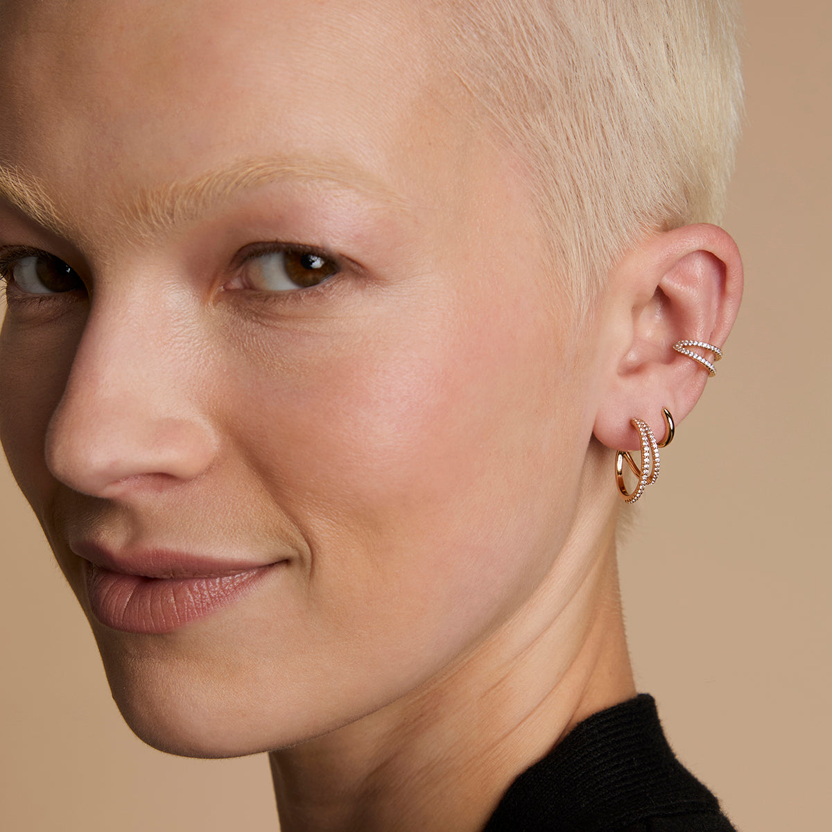 Illusion Hoops Stacking Set in Gold-Astrid & Miyu