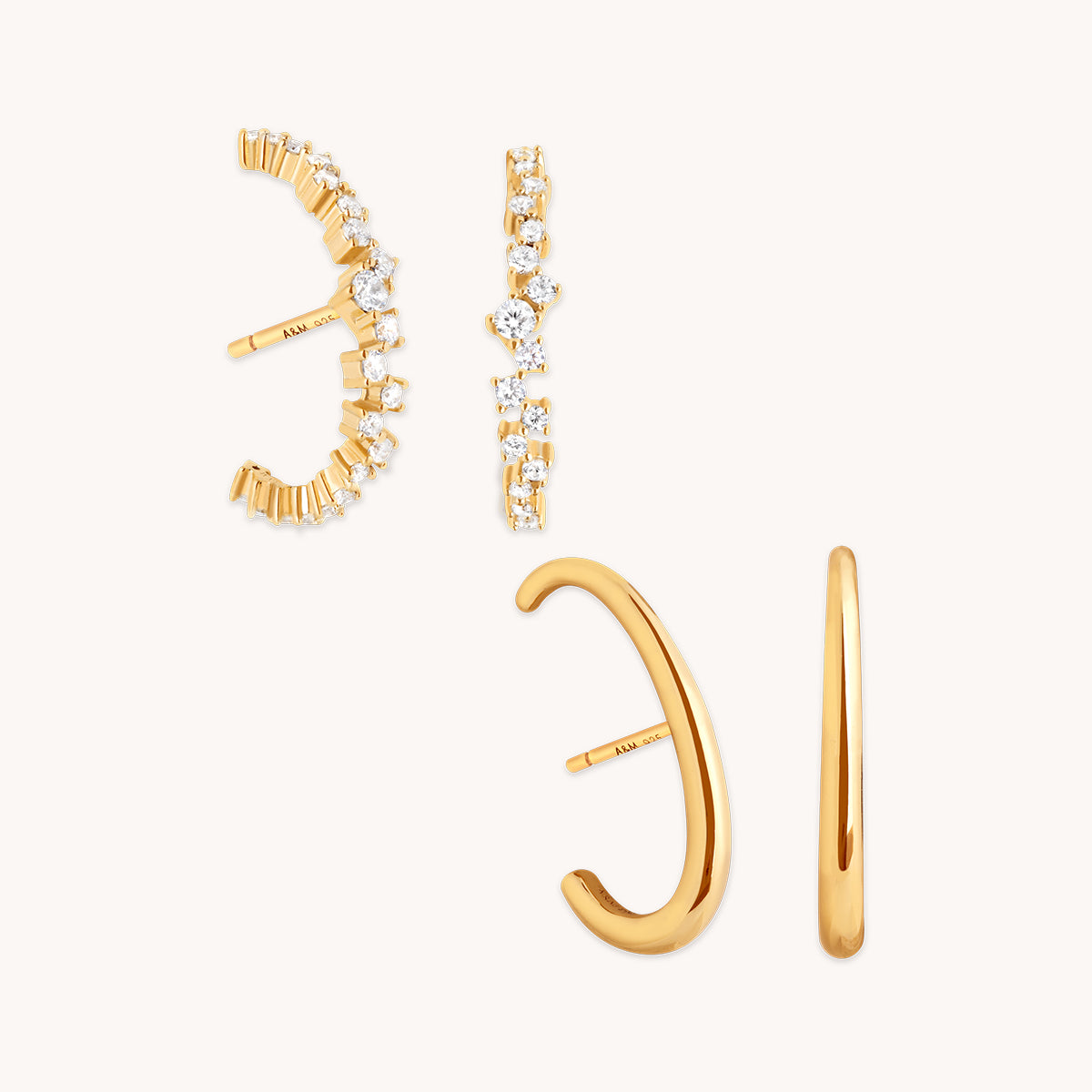 Orbit Studs Stacking Set in Gold-Astrid & Miyu