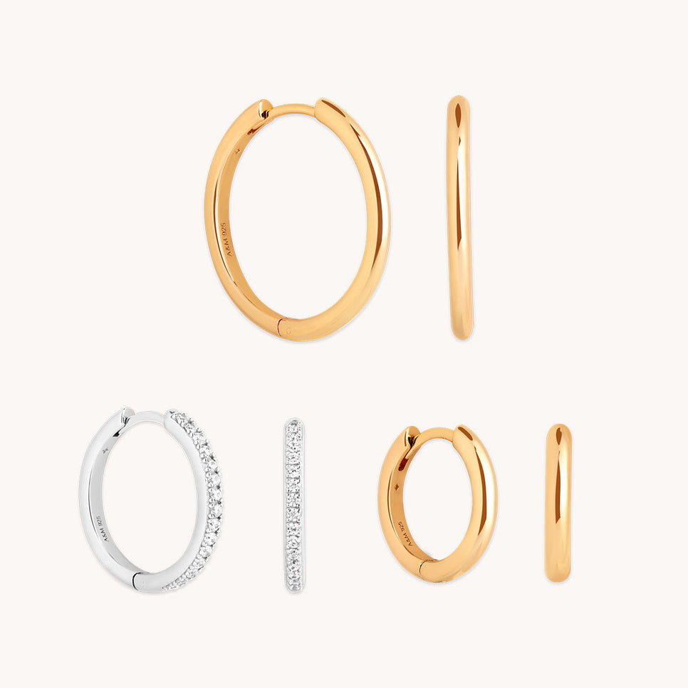 Essential Hoops Stacking Set in Mixed Metal-Astrid & Miyu