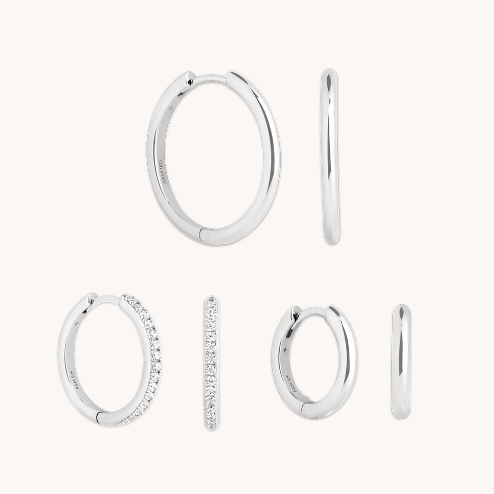 Essential Hoops Stacking Set in Silver-Astrid & Miyu