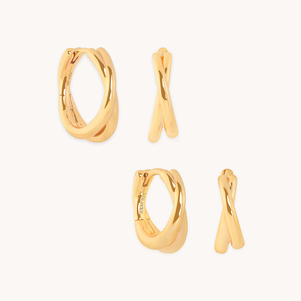 Crossover Illusion Hoops Stacking Set in Gold-Astrid & Miyu