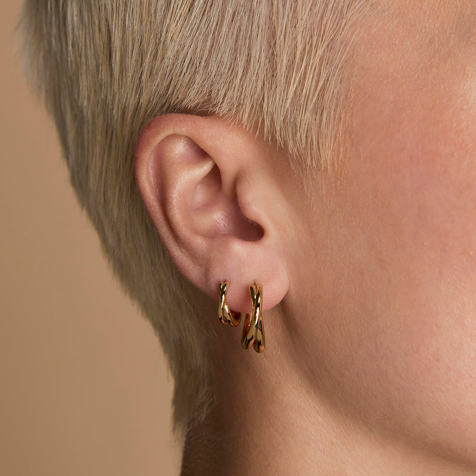 Crossover Illusion Hoops Stacking Set in Gold-Astrid & Miyu