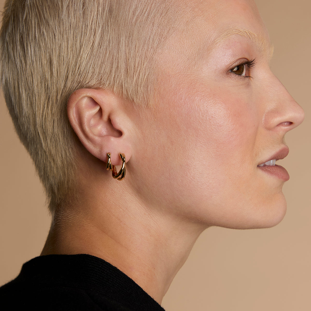 Crossover Illusion Hoops Stacking Set in Gold-Astrid & Miyu