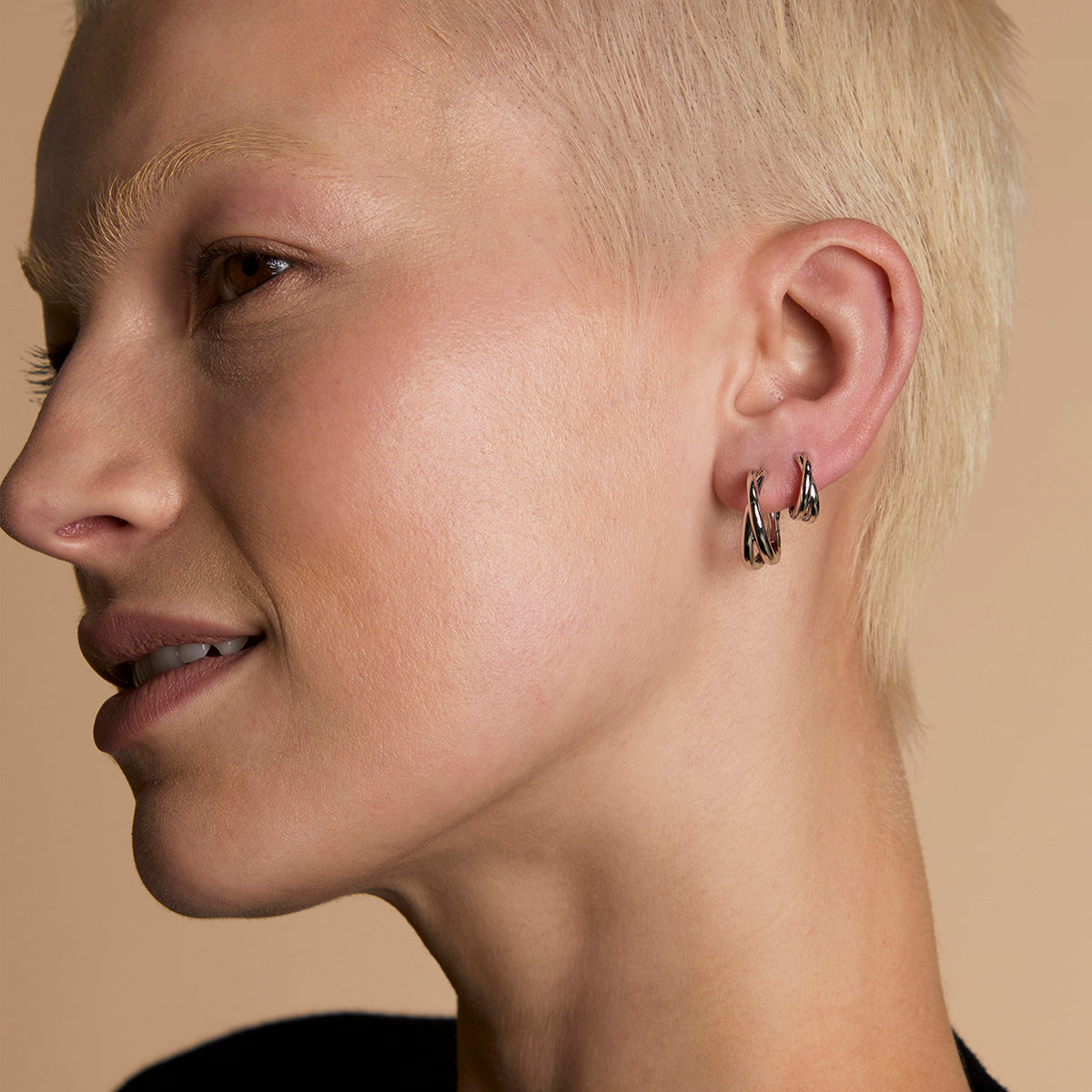 Crossover Illusion Hoops Stacking Set in Silver-Astrid & Miyu