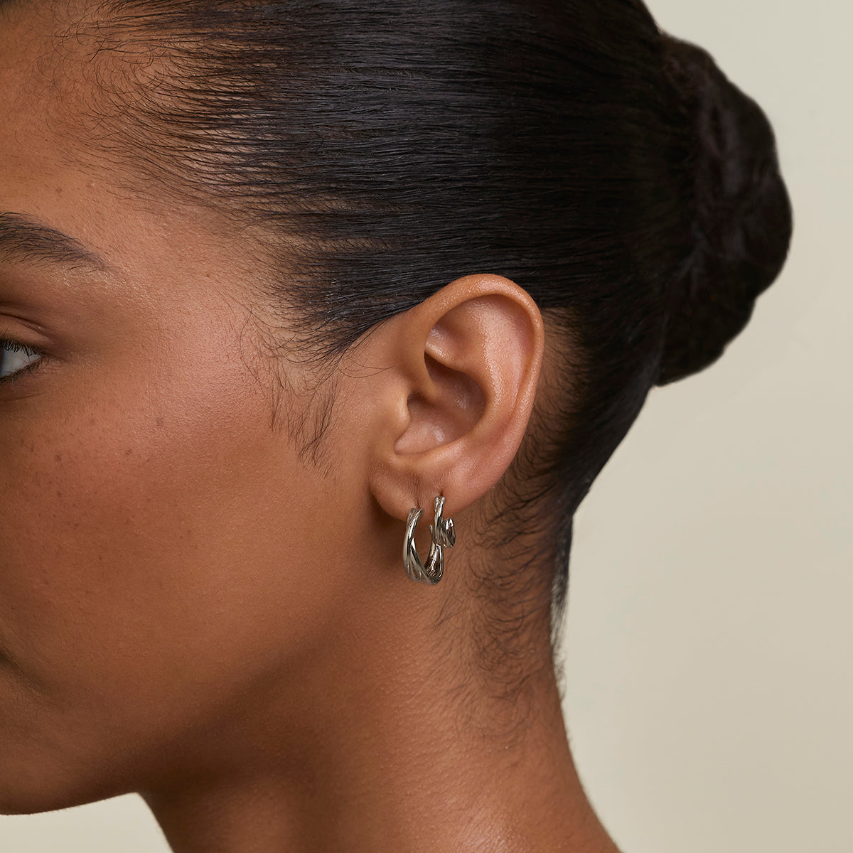 Crossover Illusion Hoops Stacking Set in Silver-Astrid & Miyu