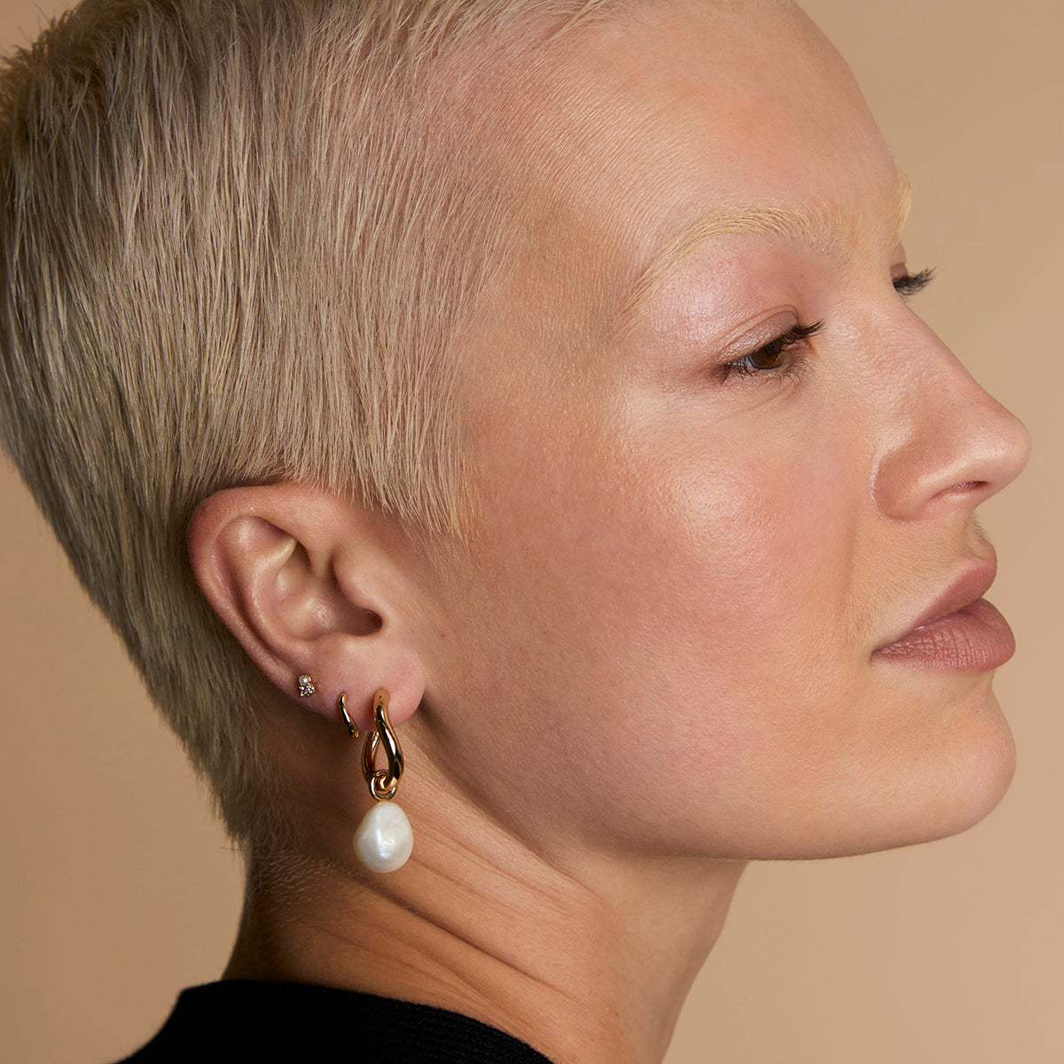 Serenity Pearl Hoops Stacking Set in Gold-Astrid & Miyu