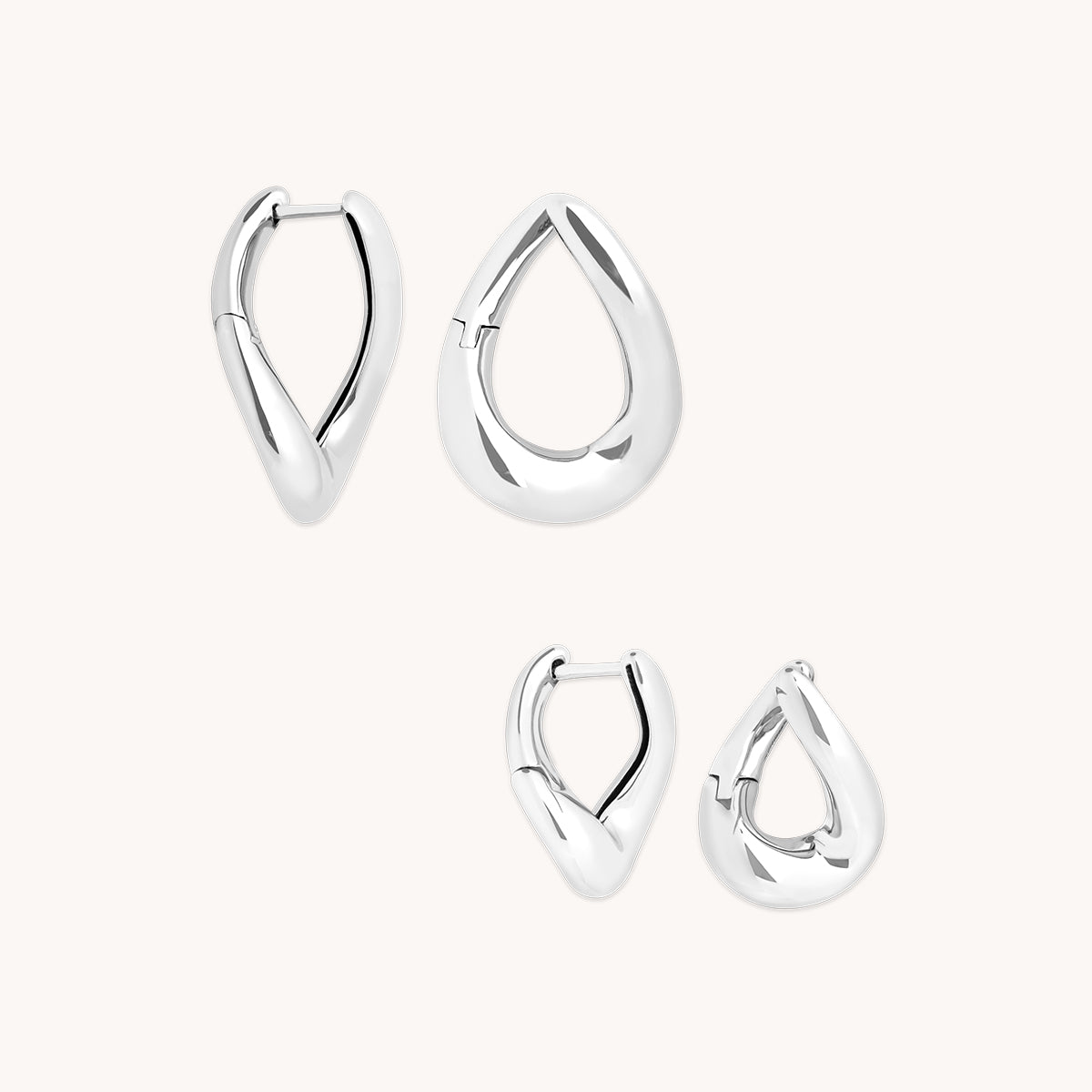 Molten Hoops Stacking Set in Silver-Astrid & Miyu