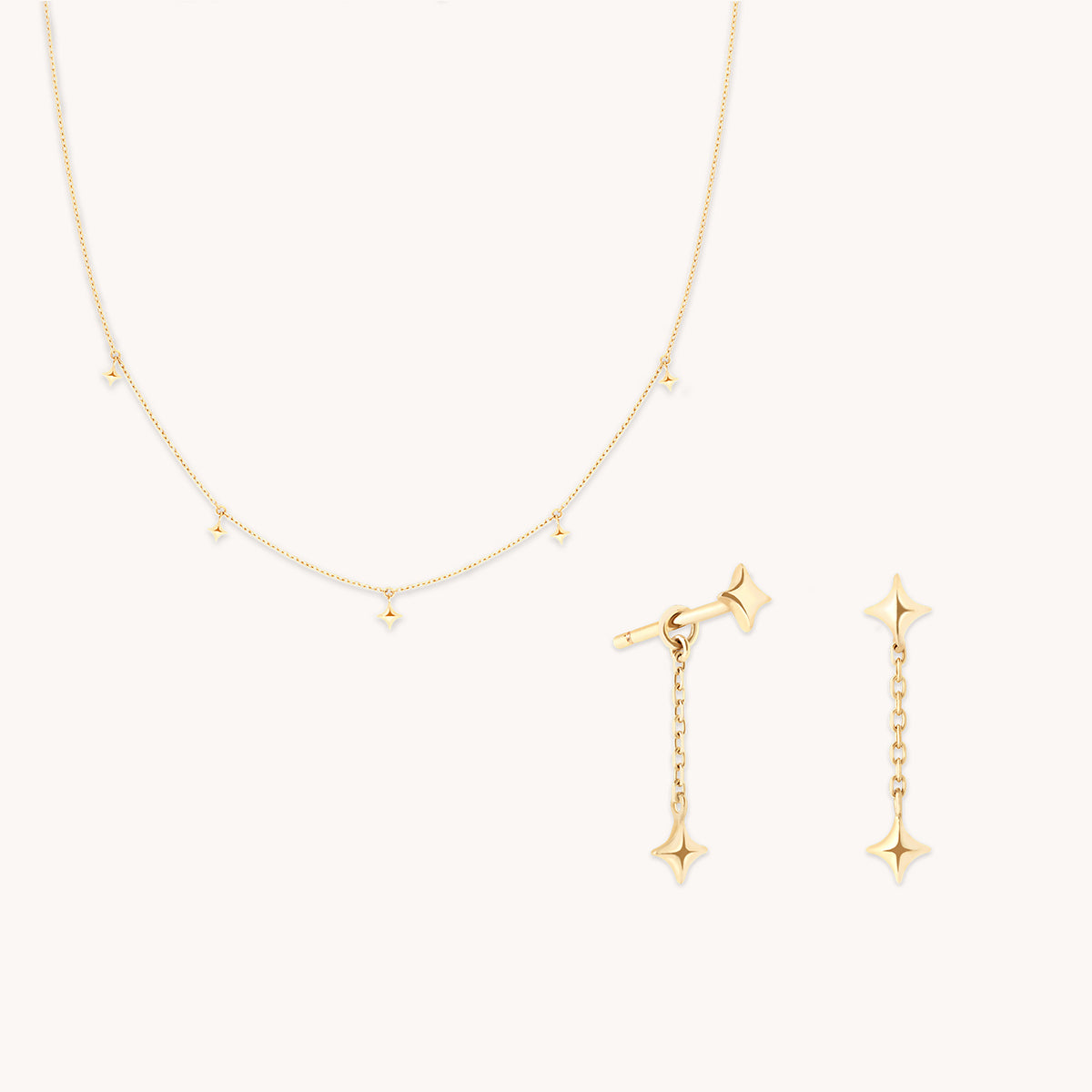 Cosmic Star Charm Stacking Set in Solid Gold-Astrid & Miyu