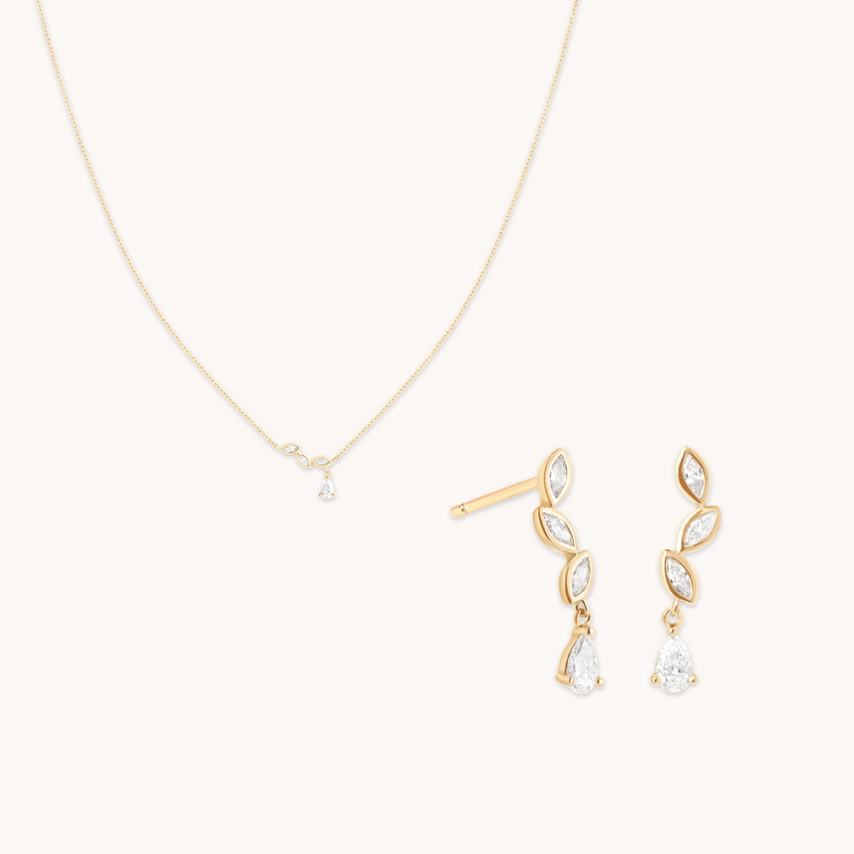 Diamond Marquise Drop Stacking Set in Solid Gold-Astrid & Miyu