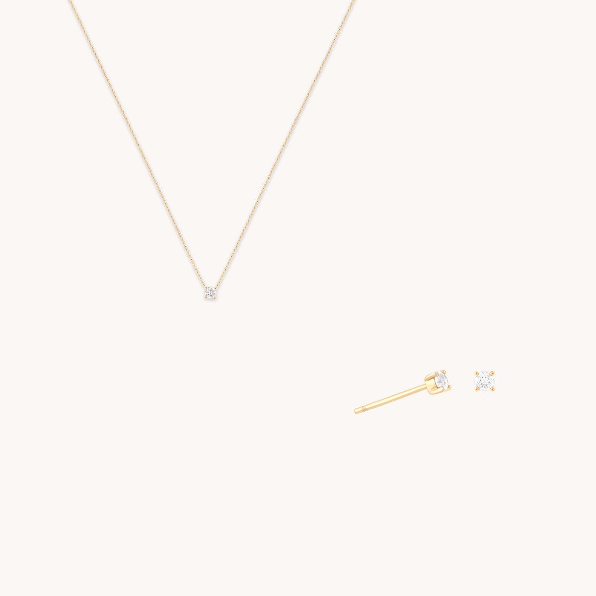 Diamond Solitaire Stacking Set in Solid Gold-Astrid & Miyu