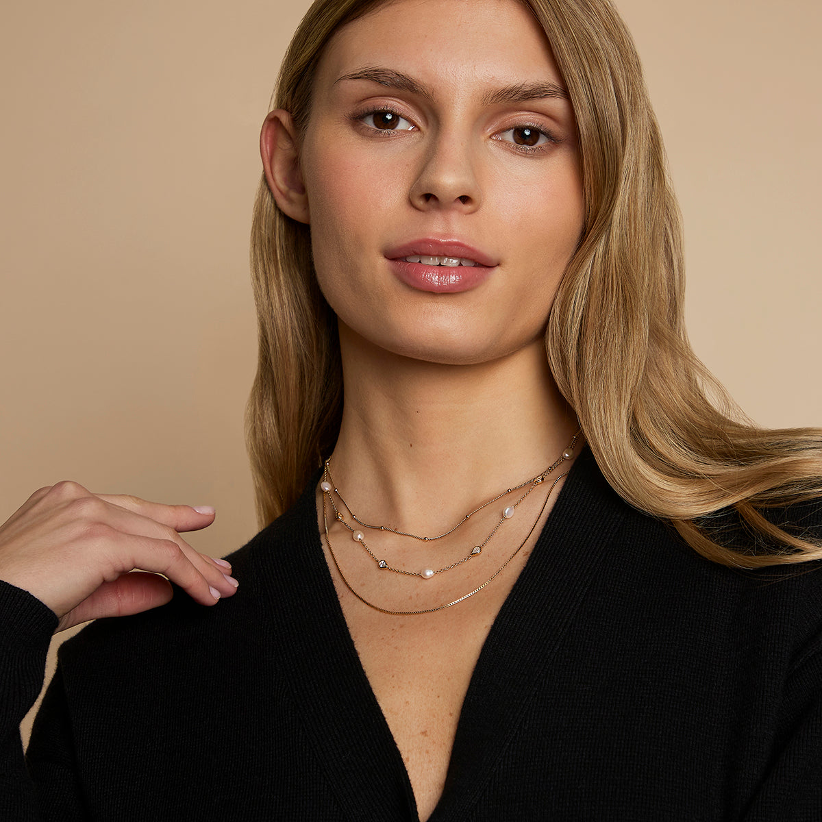 Essential Pearl Necklace Stacking Set in Gold-Astrid & Miyu