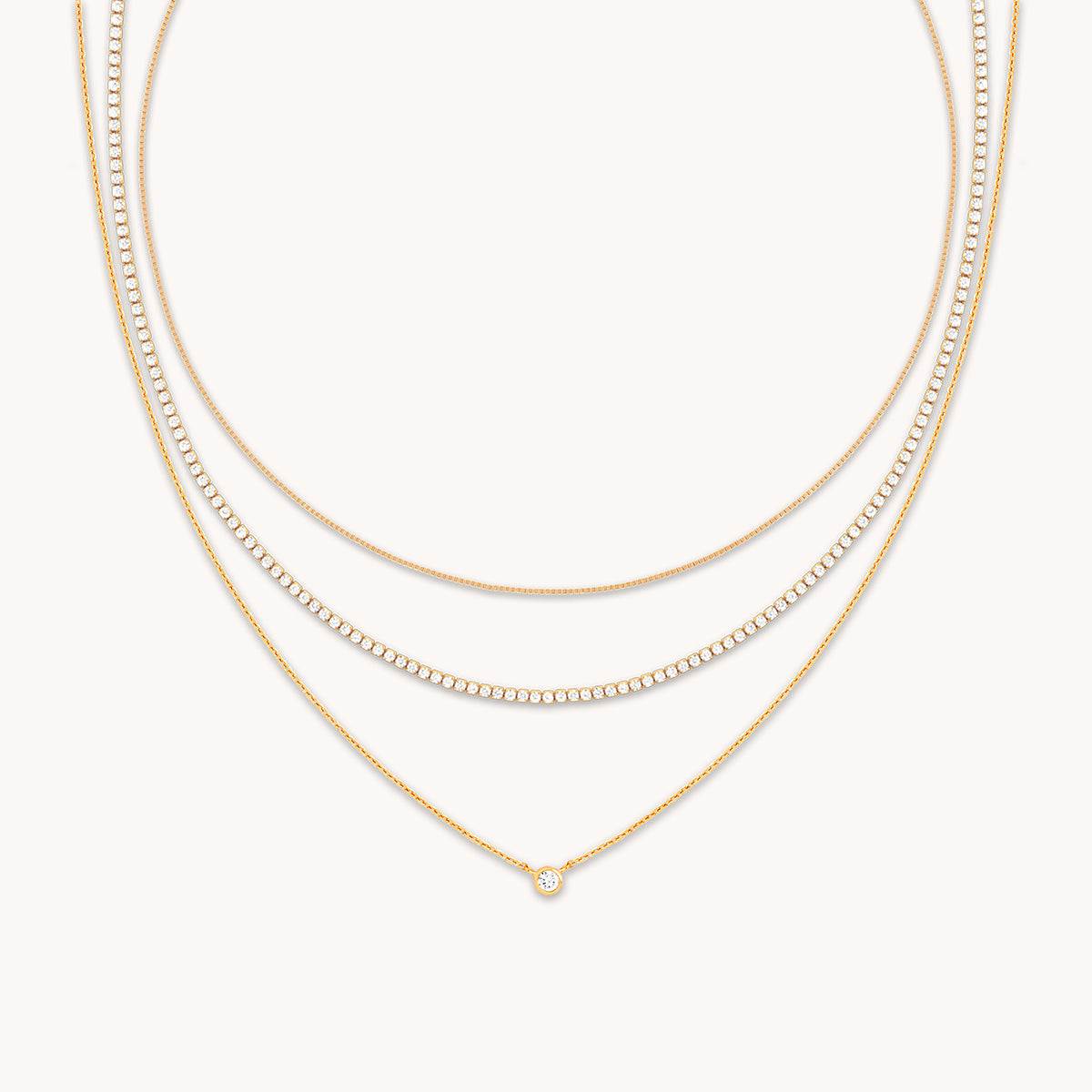 Essential Crystal Necklace Stacking Set in Gold-Astrid & Miyu