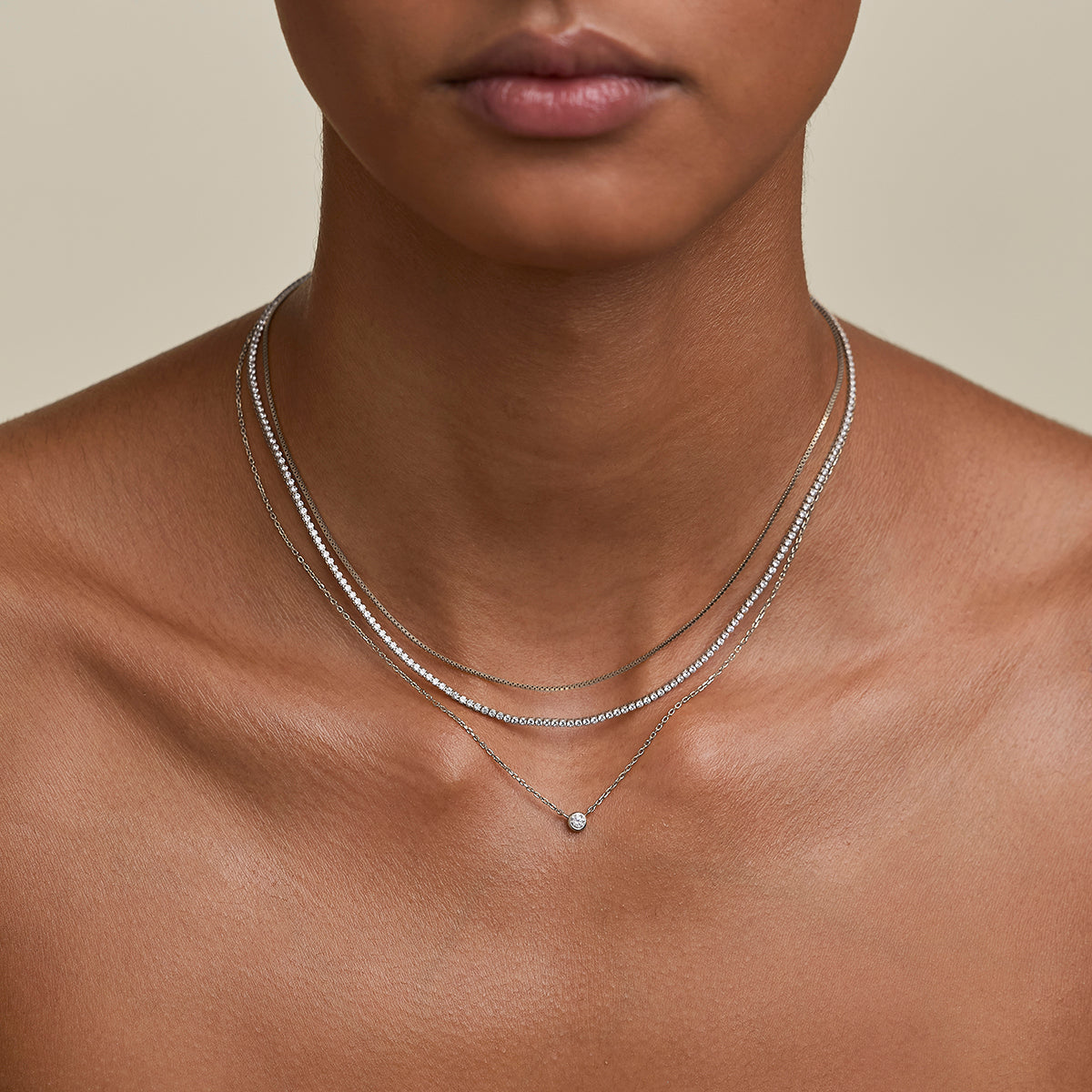 Essential Crystal Necklace Stacking Set in Silver-Astrid & Miyu