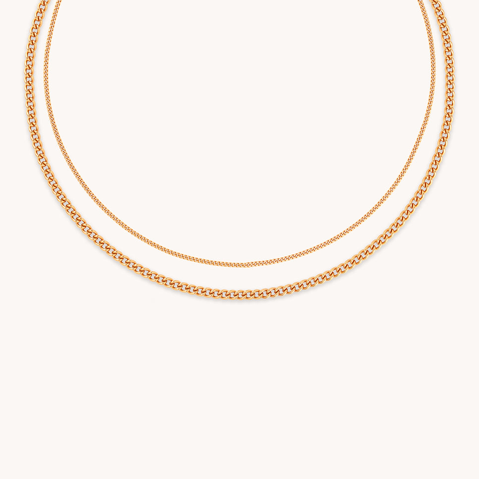 Essential Curb Chain Necklace Stacking Set in Gold-Astrid & Miyu