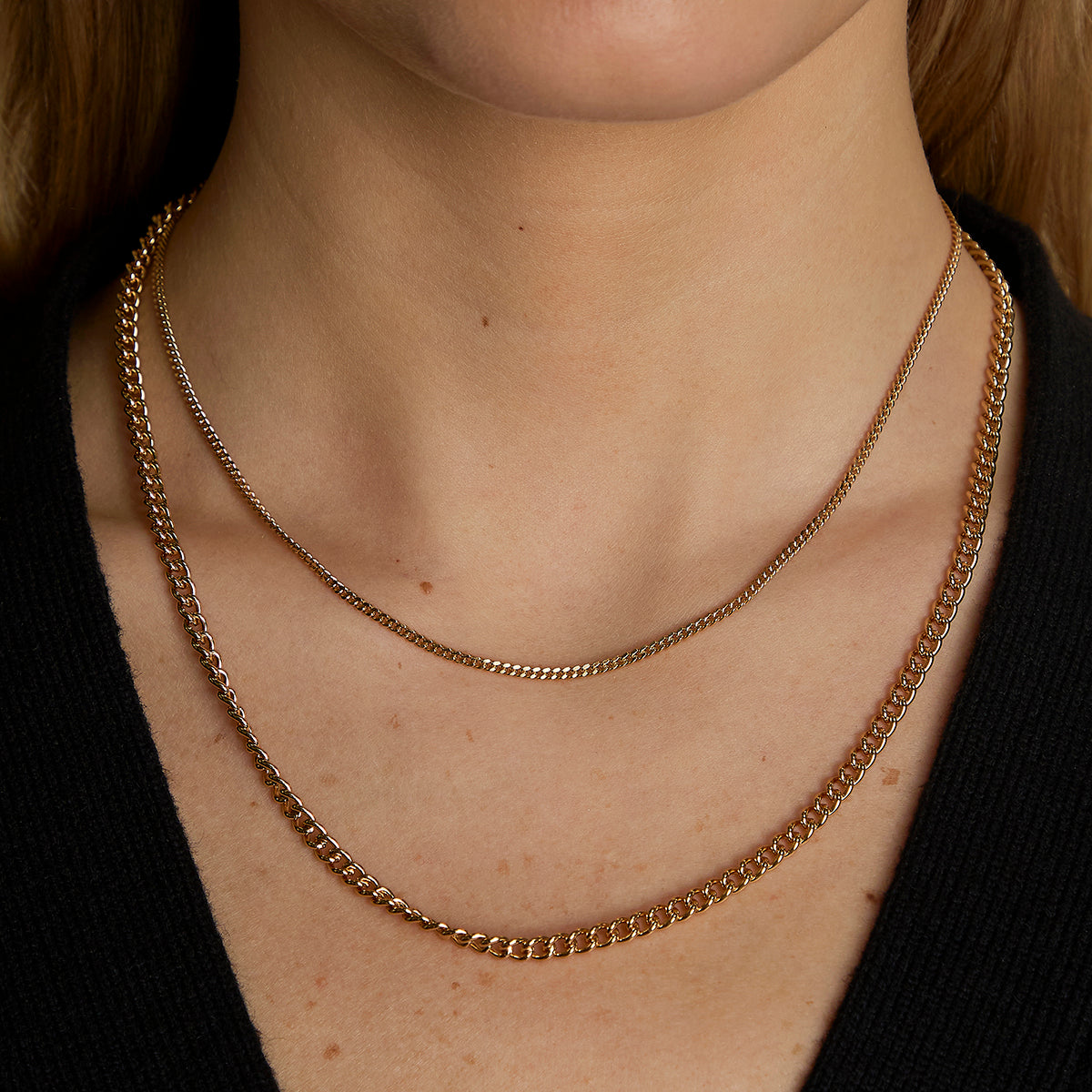 Essential Curb Chain Necklace Stacking Set in Gold-Astrid & Miyu